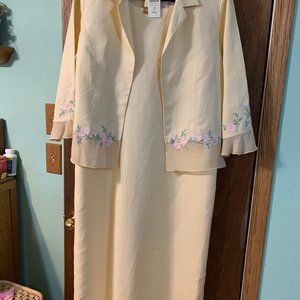 Coldwater Creek Yellow Spring Easter Embroidered Dress Set Size 16 NWT